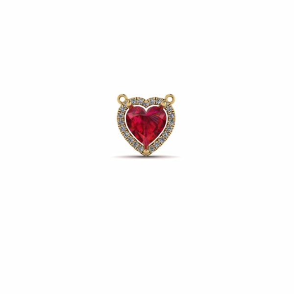 14k Diamond Heart Necklace with 10x10mm Chatham Heart Ruby