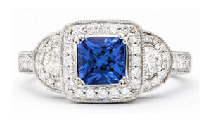 Princess cut blue sapphire ring
