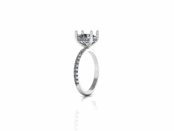 Custom 14k-gold 2. carat oval diamond engagement ring with diamond studded shank