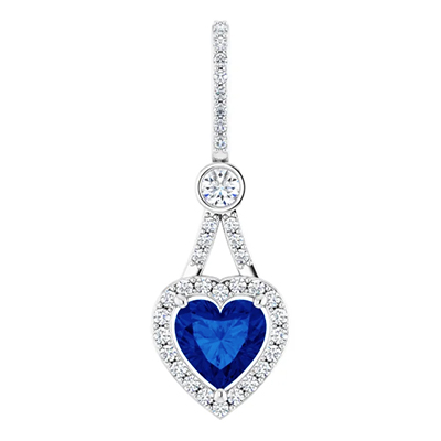 heart shaped blue sapphire dangle pendant.