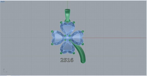 Custom four leaf clover pendant CAD Image