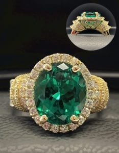 Chatham oval emerald and diamond cocktail ring