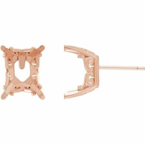 14k rose gold studs with emerald cut champagne sapphires