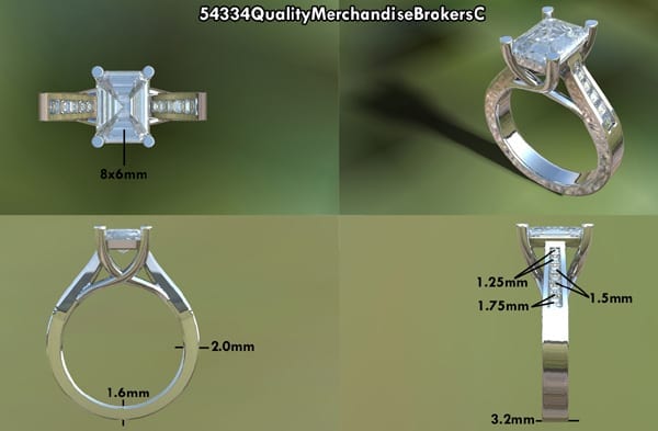 Emerald Cut White Sapphire Engagement Ring